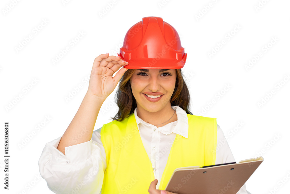 Focused young engineer ensuring safety on the job site Focused young engineer ensuring safety on the job site