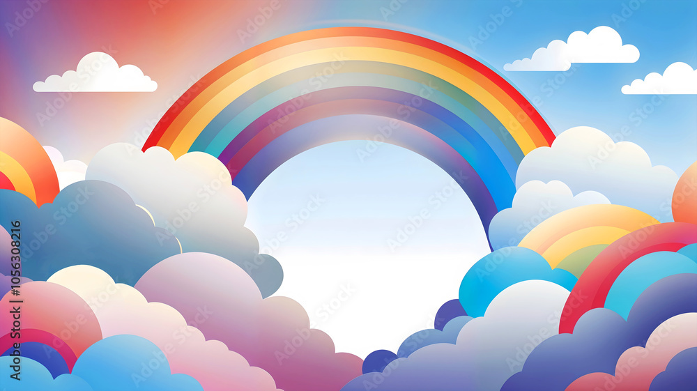 rainbow and clouds vector style rainbow and clouds vector style