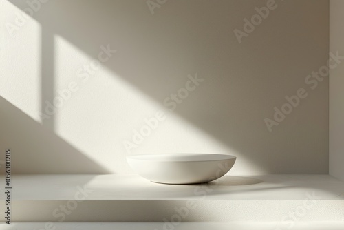 White podium on a minimalist background, rendered in 3D for product showcasing.