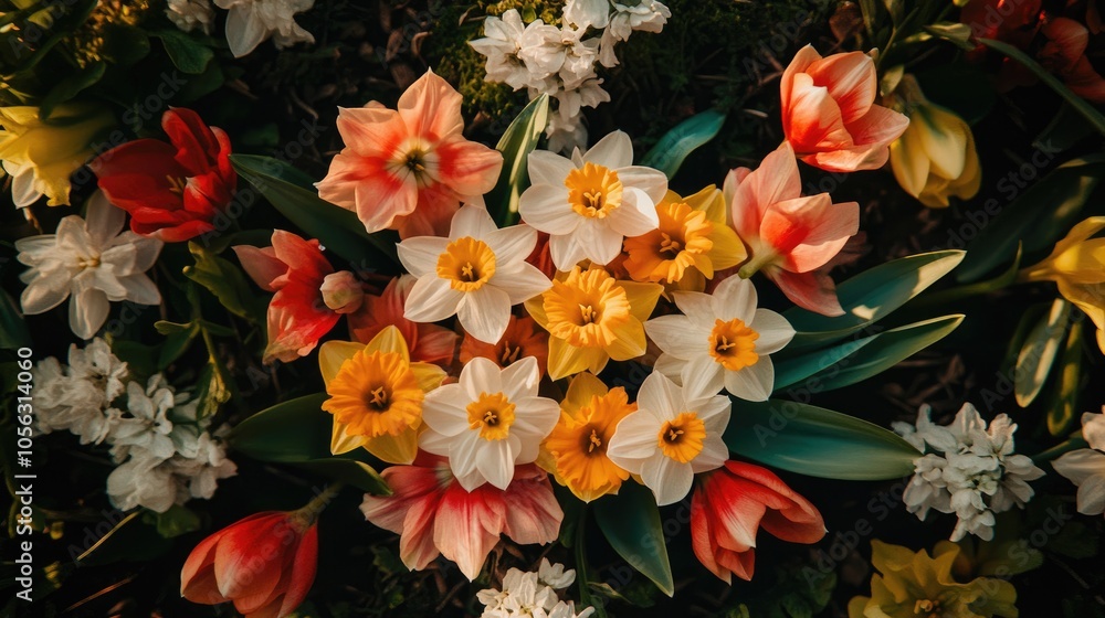 Vibrant Spring Flowers in Natural Arrangement Vibrant Spring Flowers in Natural Arrangement