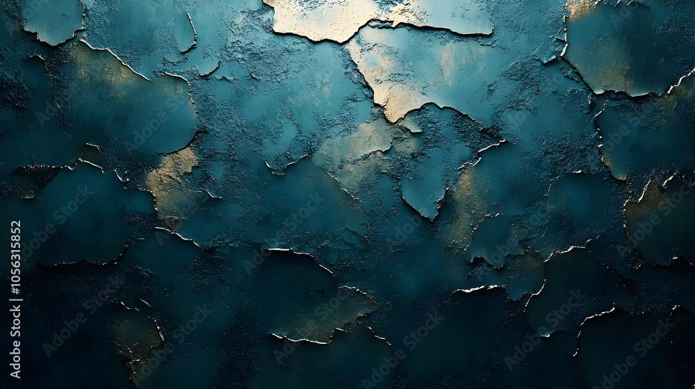 Obraz premium Dark Teal Cracked Wall Background