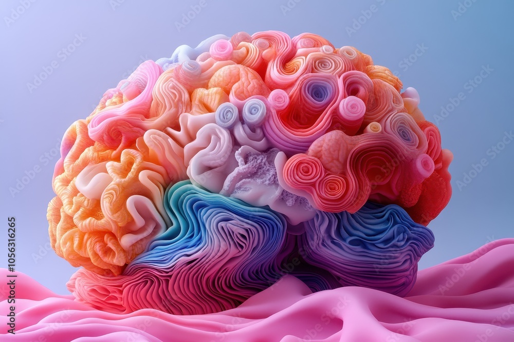 3D Render of a Colorful Brain with Various Elements on a Gradient Background
3D Render of a Colorful Brain with Various Elements on a Gradient Background
