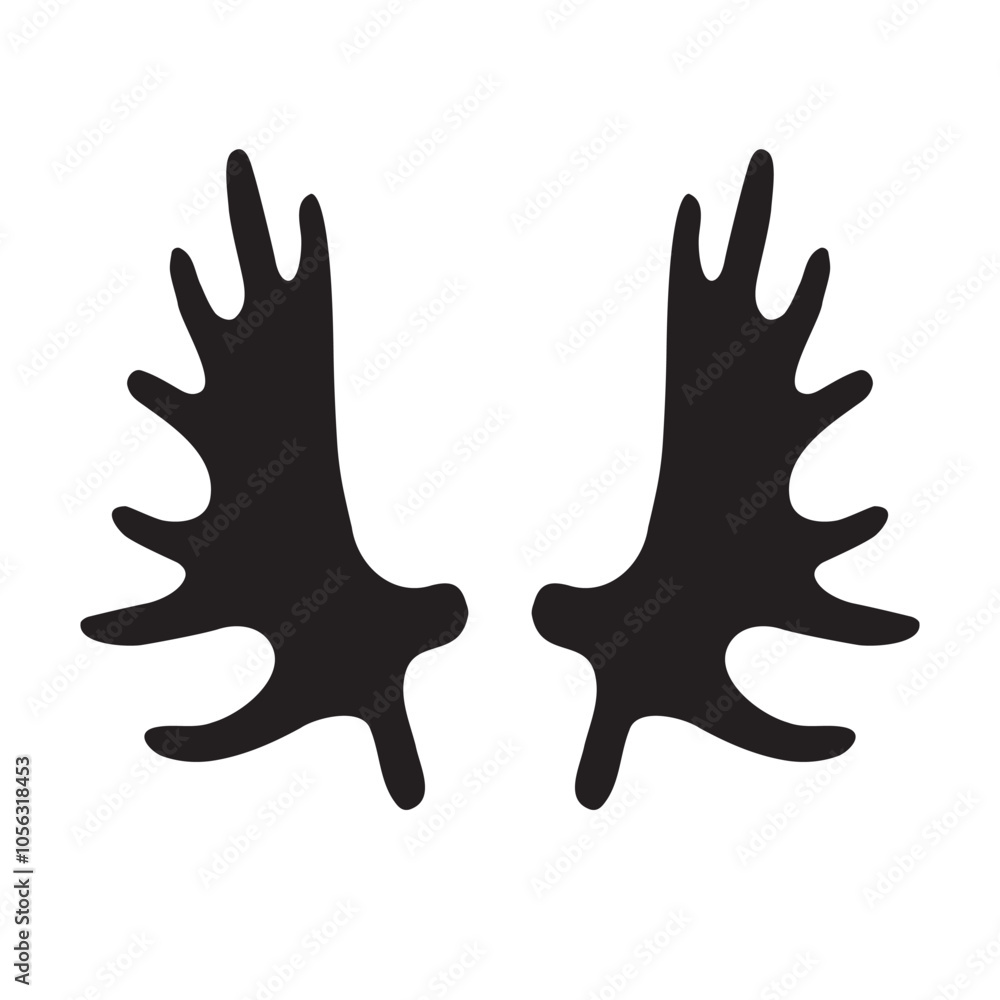 Vector hand drawn sketch doodle moose horns silhouette isolated on white background Vector hand drawn sketch doodle moose horns silhouette isolated on white background