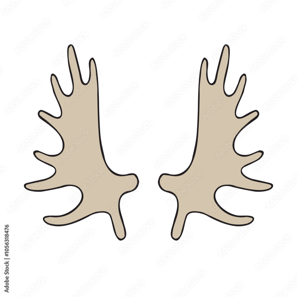 Vector hand drawn sketch doodle moose horns isolated on white background Vector hand drawn sketch doodle moose horns isolated on white background