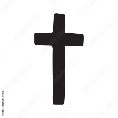 Vector hand drawn cross silhouette isolated on white background