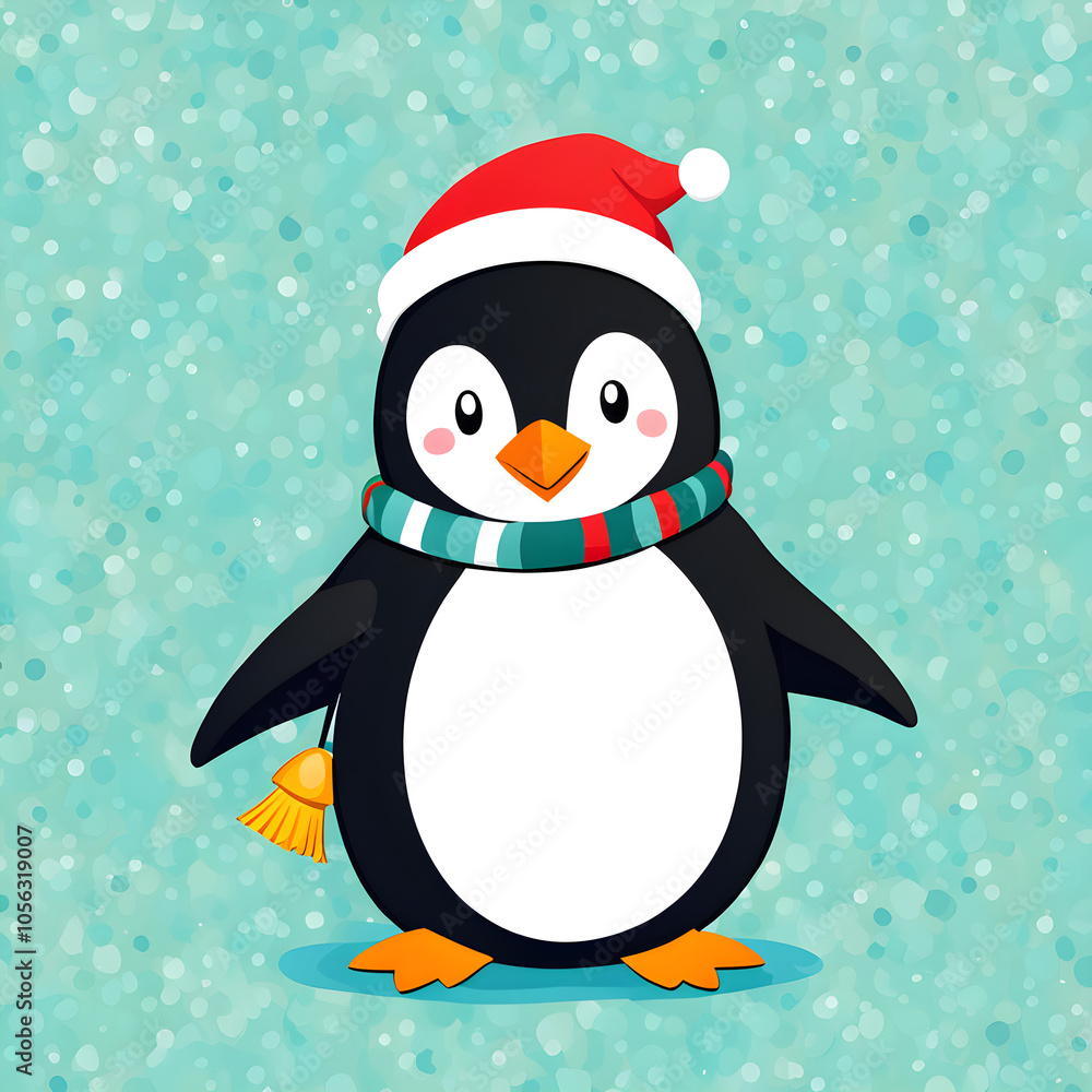 Fototapeta premium penguin with christmas hat