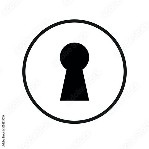 Vector flat outline door key hole isolated on white background