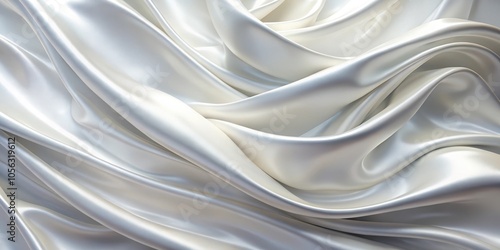 The silken texture of a pristine white fabric, delicately draped, showcasing its smooth, flowing lines and subtle shimmer.