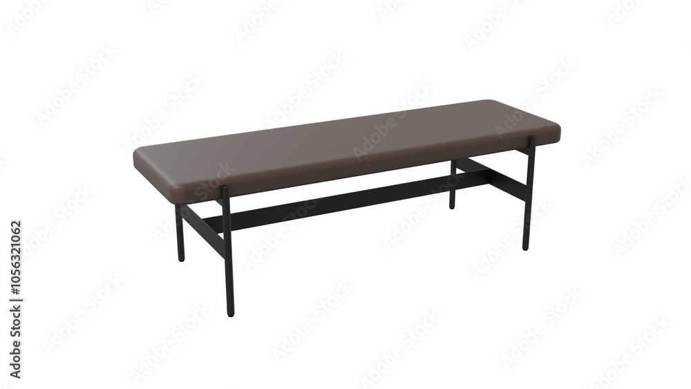 Padded bench with a metal frame Padded bench with a metal frame