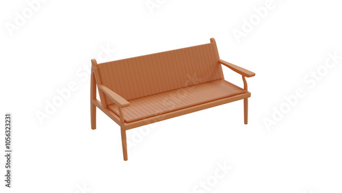 Wooden bench with arms