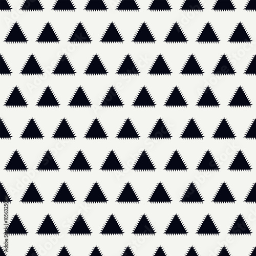 Triangle motif minimal geometric print. Paint brush seamless pattern. Freehand design background. Trendy handdrawn modern simple geo ornament. Artistic hand drawn abstract vector wallpaper