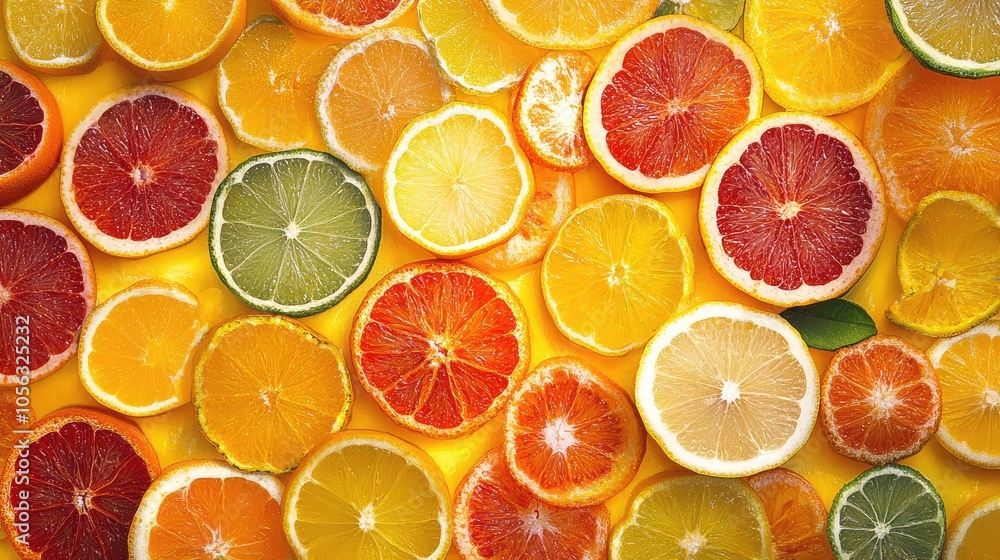 Colorful Citrus Fruits Arrangement on Bright Background Colorful Citrus Fruits Arrangement on Bright Background
