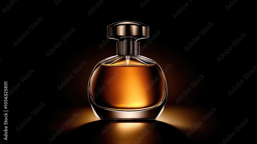 Elegant Glass Perfume Bottle with Warm Liquid Glow Elegant Glass Perfume Bottle with Warm Liquid Glow