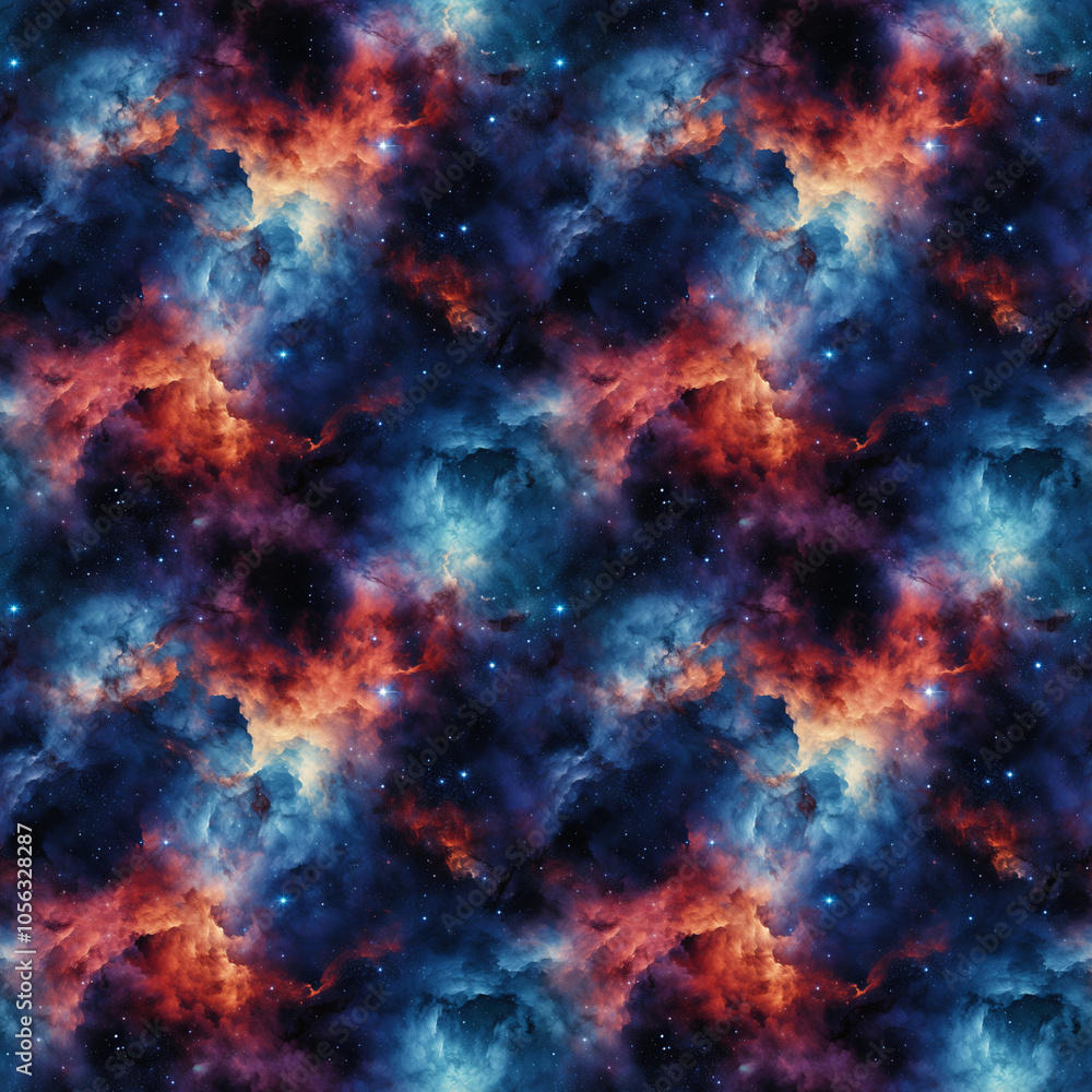 Seamless Galaxy Digital Pattern with Cosmic Nebula Seamless Galaxy Digital Pattern with Cosmic Nebula