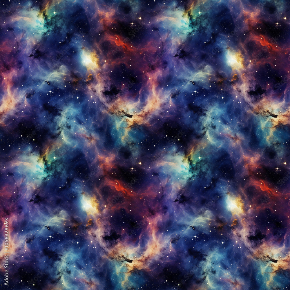 Seamless Galaxy Digital Pattern with Cosmic Nebula Seamless Galaxy Digital Pattern with Cosmic Nebula