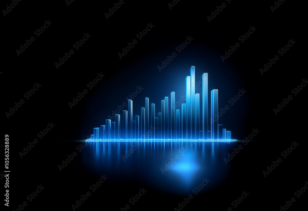 An abstract blue equalizer graphic against a dark background. The equalizer appears to be reflecting on a smooth surface. An abstract blue equalizer graphic against a dark background. The equalizer appears to be reflecting on a smooth surface.