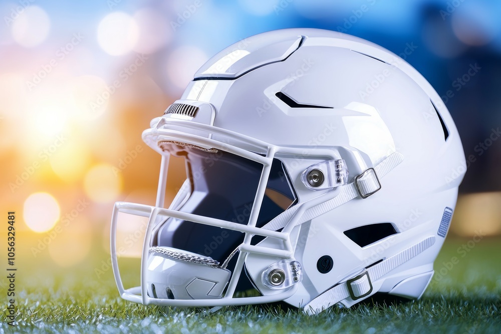 American football helmet with selective focus and copy space for text American football helmet with selective focus and copy space for text