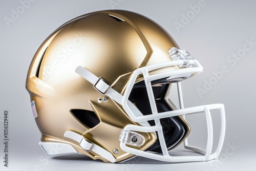 American football helmet with selective focus and copy space for text