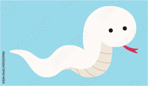 かわいい蛇のベクターイラスト　巳　巳年　白蛇　アイコン　年賀状　