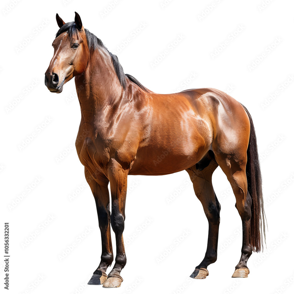 Obraz premium Photograph of a Majestic Brown Horse Stallion, Isolated with a Transparent Background for Stunning Clarity in PNG Format