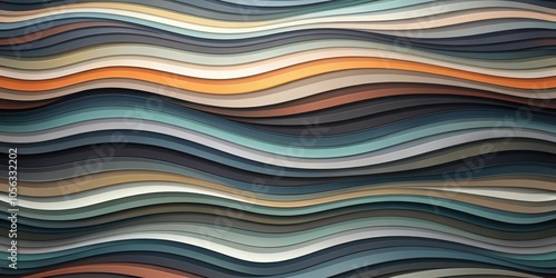 Abstract Wavy Pattern With Layered Hues of Blue, Beige, and Brown