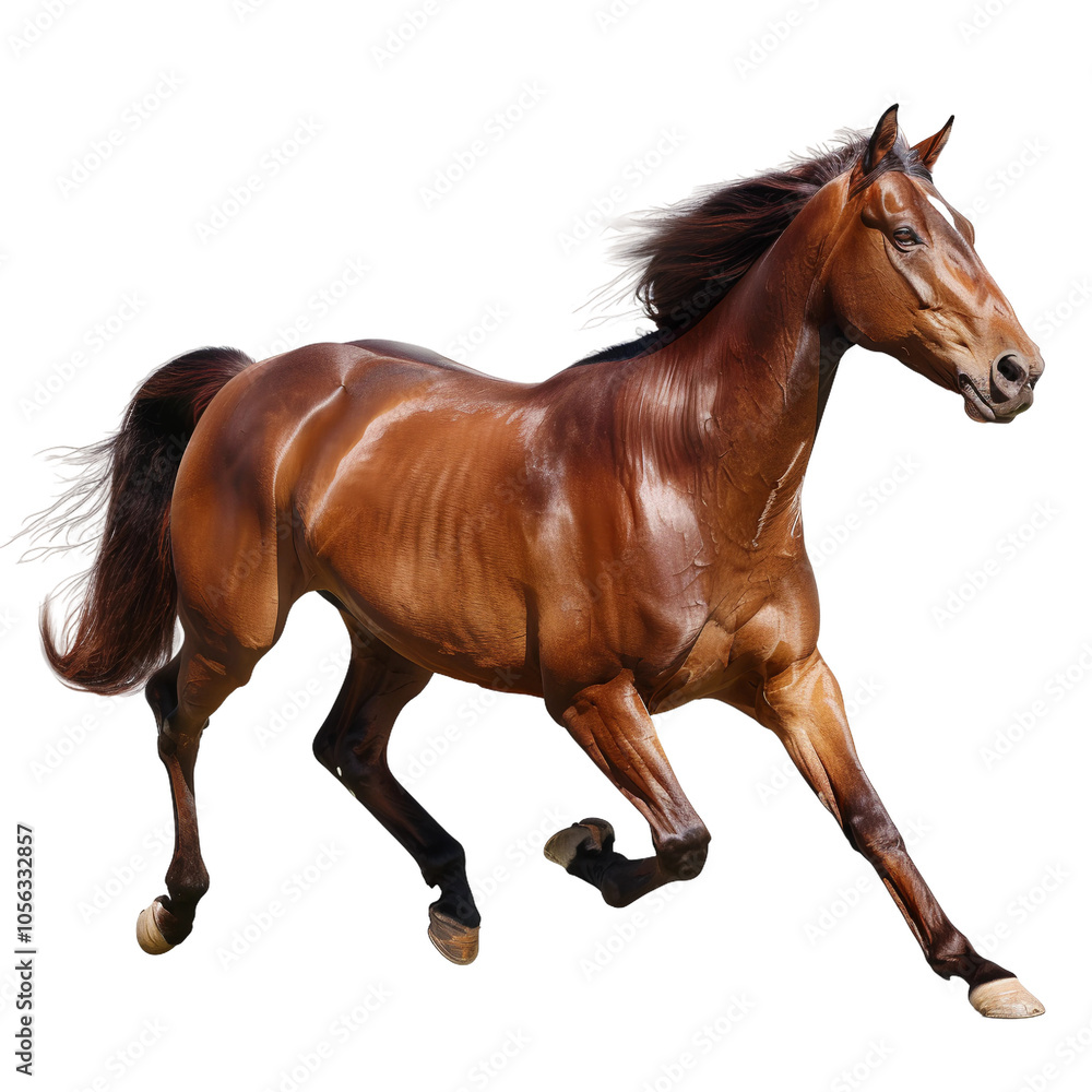 Fototapeta premium Majestic Horse in Full Sprint, Captured in Stunning Detail, Isolated on Transparent Background for High-Quality PNG Format Images