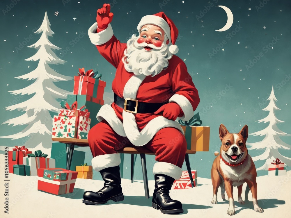 Classic 1950s Santa Claus Illustration Classic 1950s Santa Claus Illustration