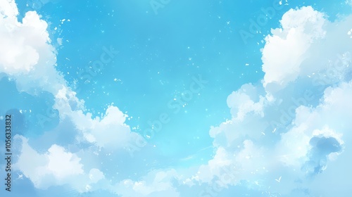 Serene Blue Sky with Soft White Clouds