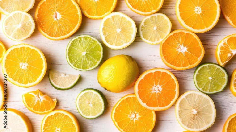 Fresh Citrus Fruits on White Background Fresh Citrus Fruits on White Background