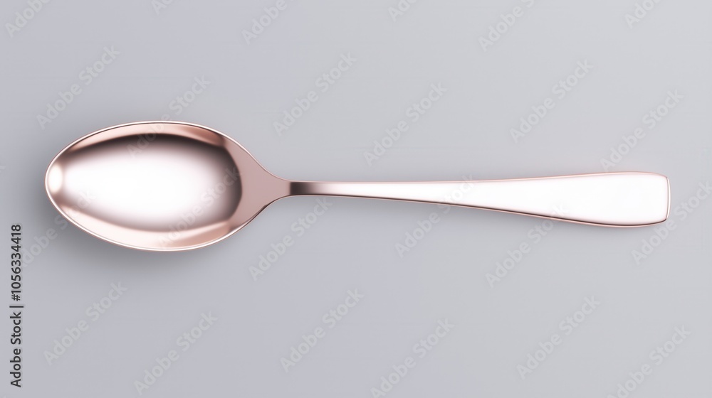 Elegant stainless steel spoon on a light gray background showcasing its smooth design and polished surface for kitchen use Elegant stainless steel spoon on a light gray background showcasing its smooth design and polished surface for kitchen use