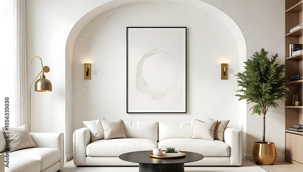 Scandinavian, art deco style interior design of modern living room ...