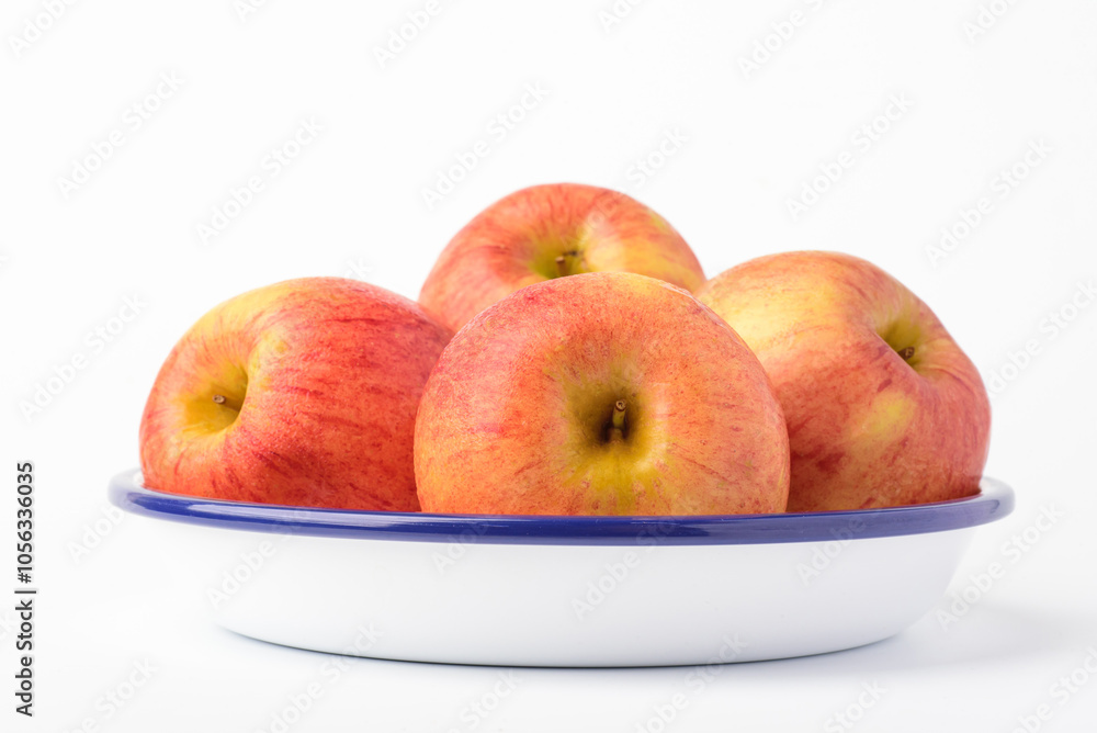Fresh ripe apple with tiny water drops on white background Fresh ripe apple with tiny water drops on white background