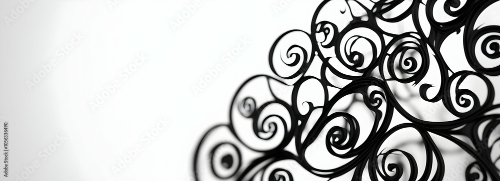 Abstract design featuring swirling black shapes on a white background. Abstract design featuring swirling black shapes on a white background.