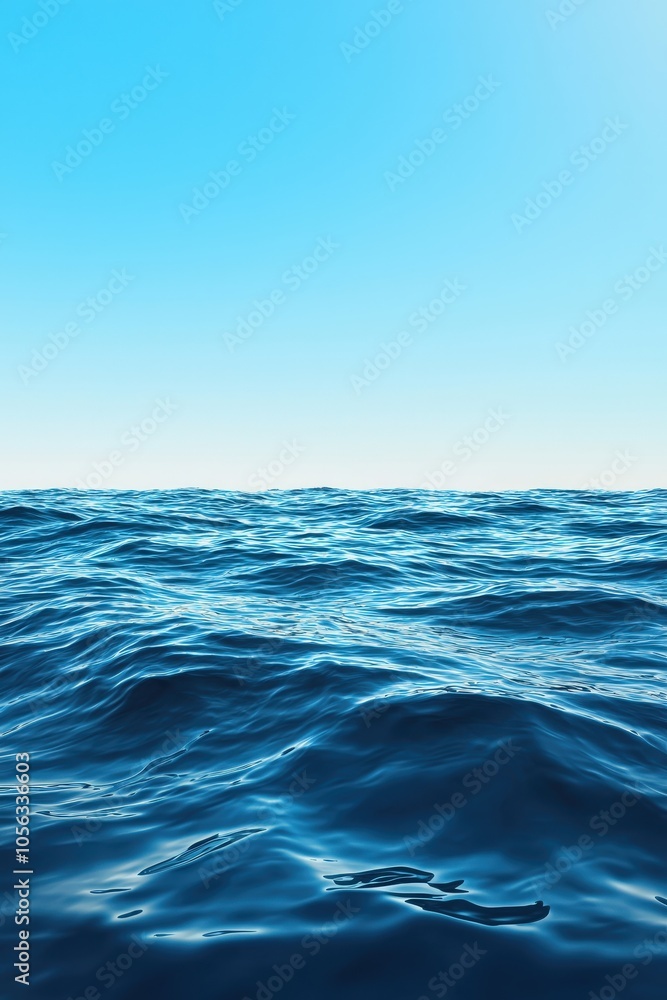 Fototapeta premium Calm Blue Ocean Waves Under Clear Sky