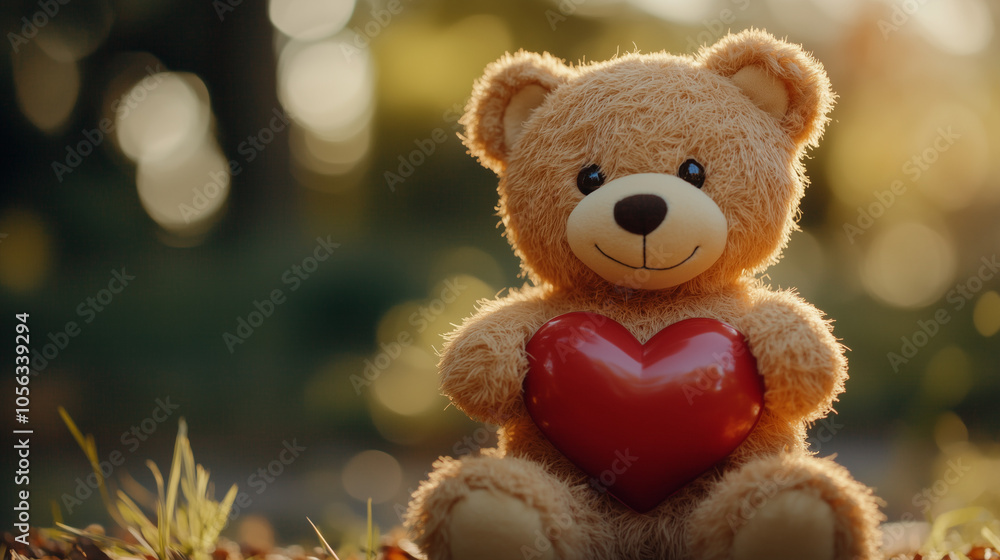 Cute teddy bear holding a heart Cute teddy bear holding a heart