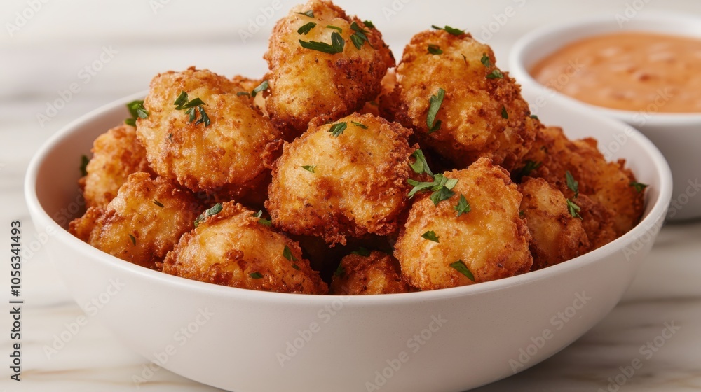 Crispy Fried Chicken Popcorn Bites in Bowl Crispy Fried Chicken Popcorn Bites in Bowl