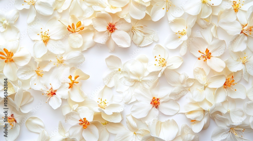 White flower petals on white background. White flower petals on white background.