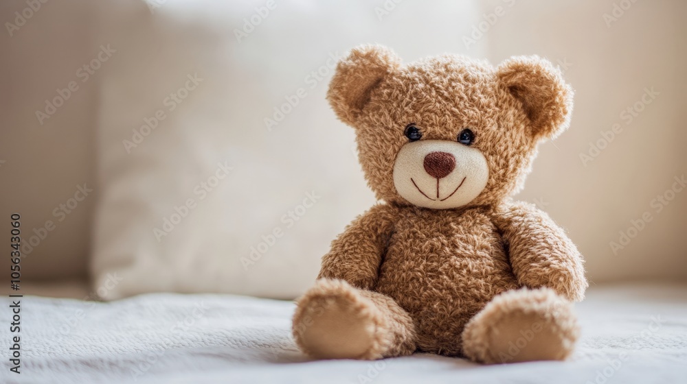 A tiny brown teddy bear with button eyes and stitched paws, resting quietly on a clean, light background, radiating innocence and warmth A tiny brown teddy bear with button eyes and stitched paws, resting quietly on a clean, light background, radiating innocence and warmth