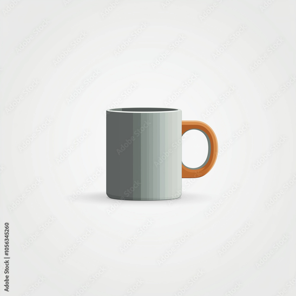 A simple, bold coffee mug in flat design on a white background. A simple, bold coffee mug in flat design on a white background.