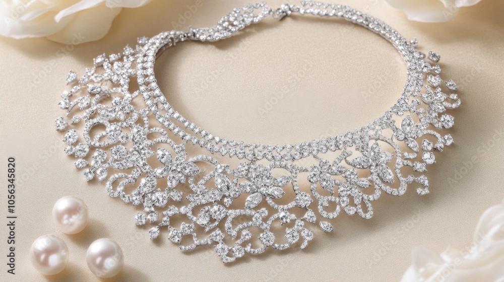 Elegant Silver Necklace with Sparkling Gems Elegant Silver Necklace with Sparkling Gems