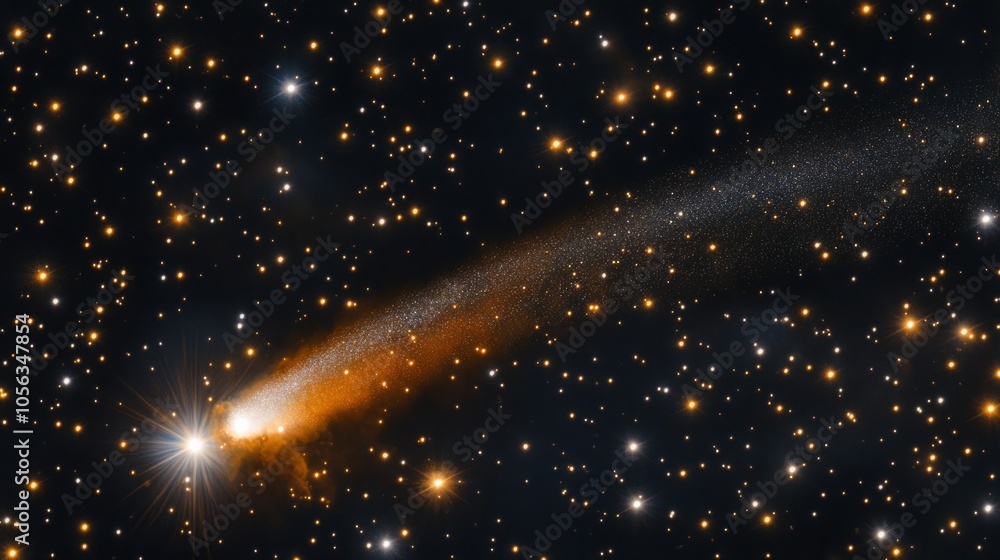 comet's tail burning on a star-filled night, creating a spectacular trail of light generative ai comet's tail burning on a star-filled night, creating a spectacular trail of light generative ai