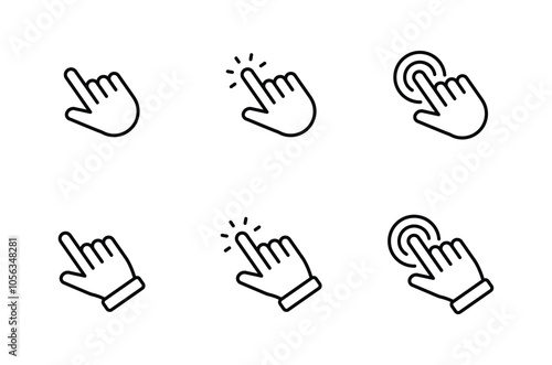 Hand pointer icons. Pointer click icon vector