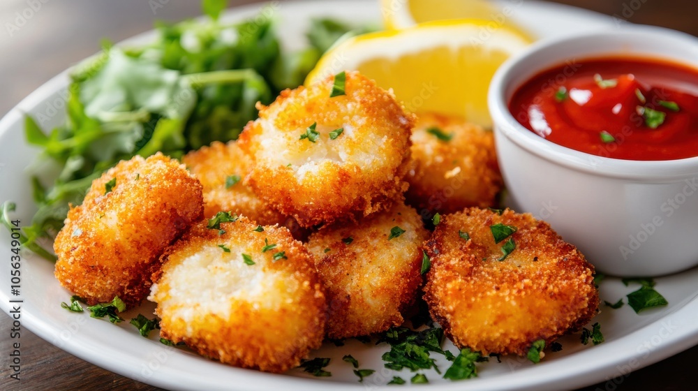 Crispy Fried Fish Nuggets with Dipping Sauce Crispy Fried Fish Nuggets with Dipping Sauce