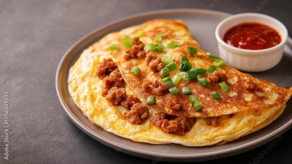 Savory Omelette with Minced Pork and Green Onions Savory Omelette with Minced Pork and Green Onions
