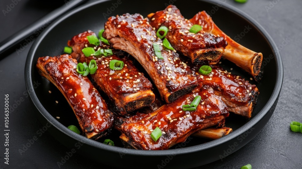 Delicious Fried Pork Ribs with Caramelized Glaze Delicious Fried Pork Ribs with Caramelized Glaze