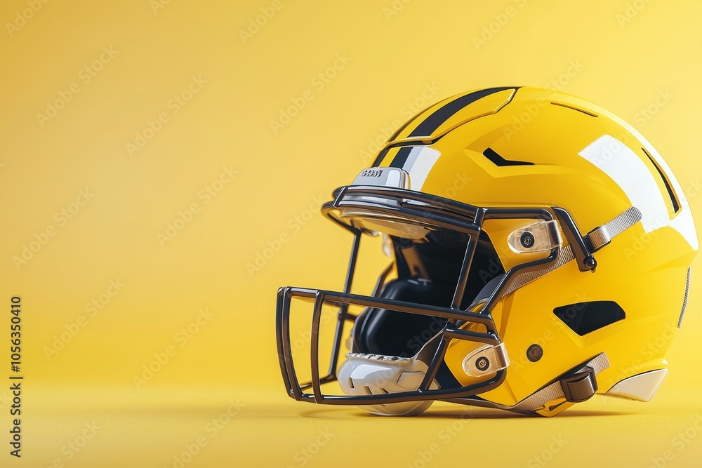Fototapeta premium American football helmet. Backdrop with selective focus and copy space for text