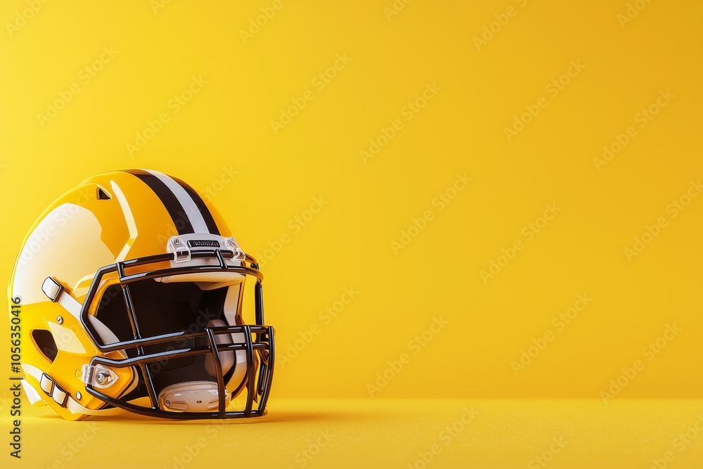 Fototapeta premium American football helmet. Backdrop with selective focus and copy space for text