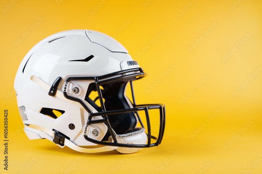 Fototapeta premium American football helmet. Backdrop with selective focus and copy space for text