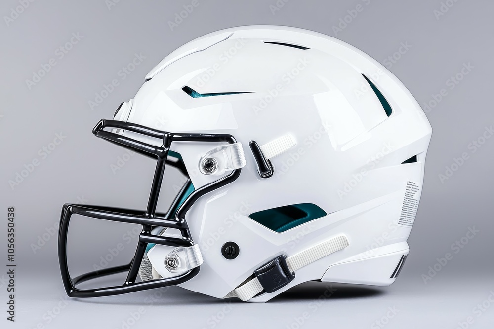 Fototapeta premium American football helmet. Backdrop with selective focus and copy space for text