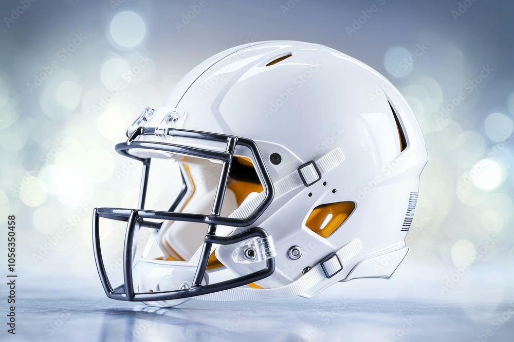 Naklejka premium American football helmet. Backdrop with selective focus and copy space for text